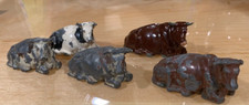 5 Rare Pre-War Britains Ltd. Lead Laying Down Bull Cow Steer Lot England