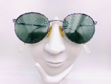 Vintage Pierre Cardin PC-061-2 Blue Silver Metal Round Sunglasses FRAMES ONLY