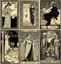 94 Old Books Ex-Libris Bookplates Art Work Art Nouvea Decorative Labels on DVD