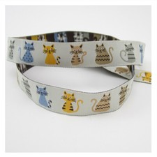 Katzenmotive Webband creme 19mm breit Meterware, 1meter