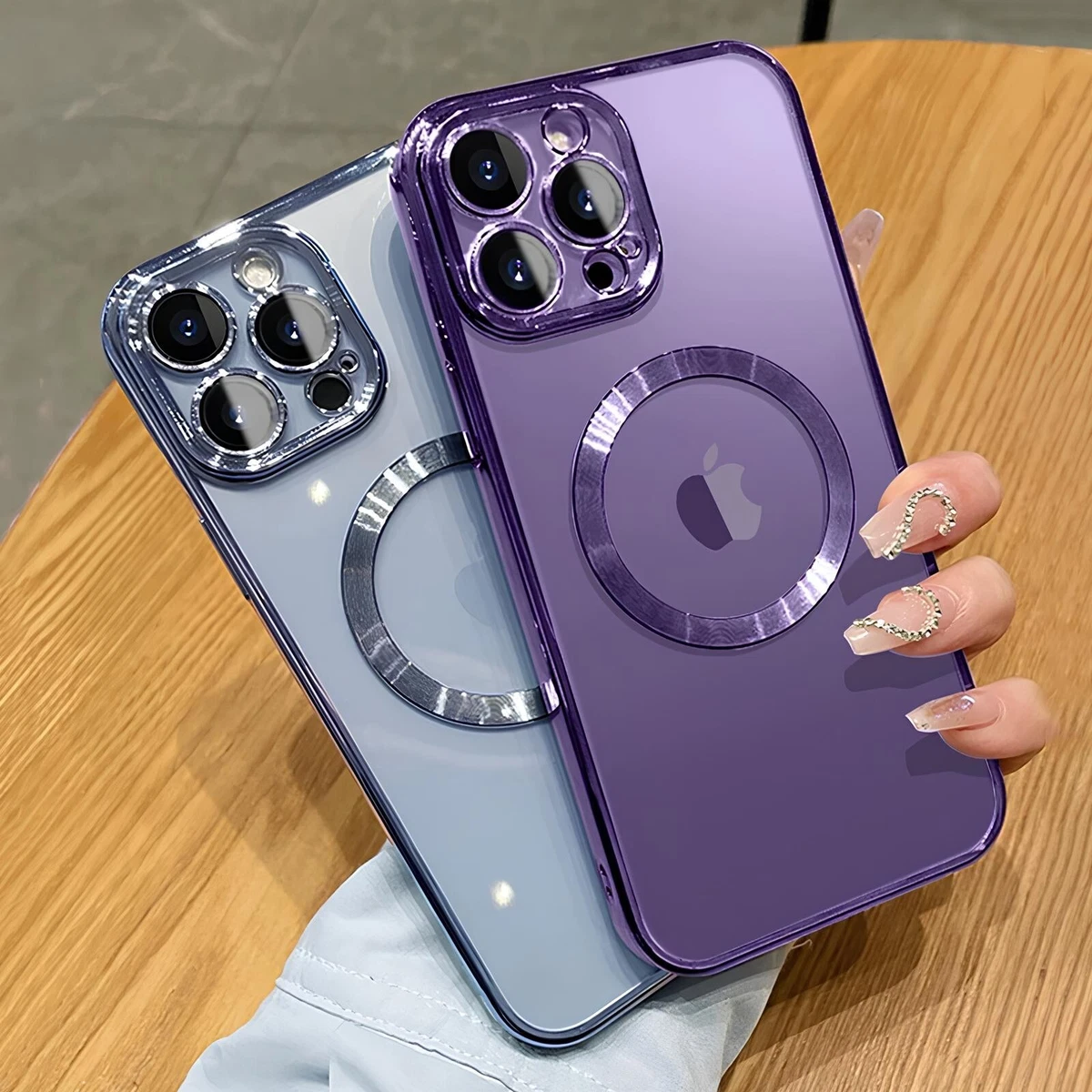 Kainevy Cover per iPhone 12 Pro Max Magnetica Trasparente [Compatibile con MagSafe] con Anello Supporto, Rigida Custodia per iPhone 12 Pro Max Cover Antiurto Militare Sottile per Donna Uomo (Viola