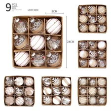 9PCS/set Merry Christmas Balls Shatterproof Ornaments Xmas Tree Hanging Decor