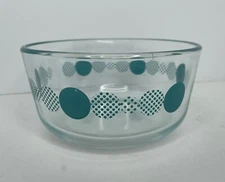 Pyrex Geometric Atomic Dots Clear And Turquoise Glass Mixing Bowl 7201 1 Quart
