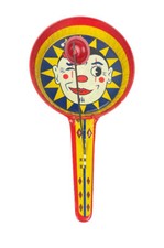 Vintage Kirchhof Tin Clapper Noisemaker Clown 8  x 4  Made In USA