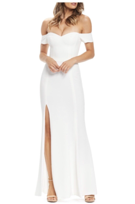 dress the population logan DRESS THE POPULATION LOGAN OFF THE SHOULDER OFF WHITE DRESS sz XL