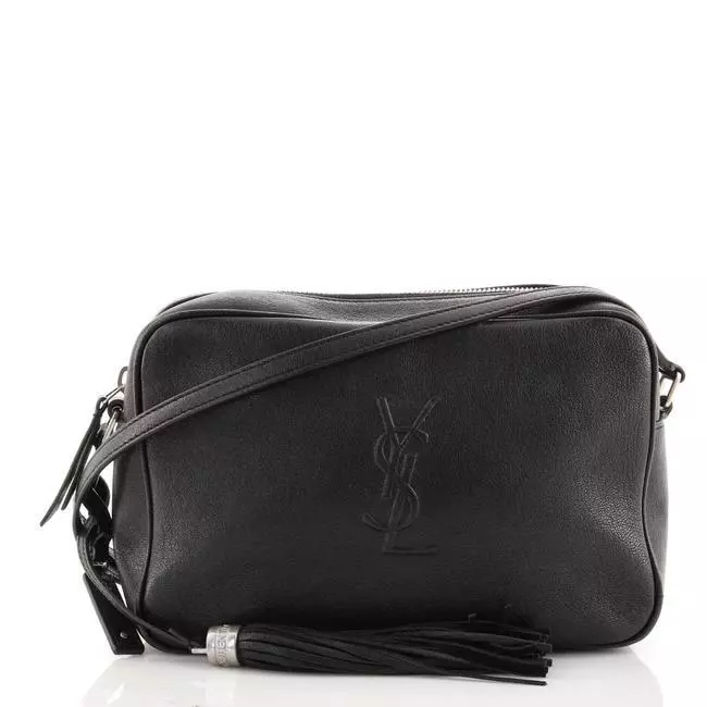 Lou Camera Leather Crossbody Bag in Black - Saint Laurent