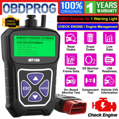 OBDPROG MT100 Car OBD2 Fault Code Reader Scanner CHECK ENGINE Diagnostic Tool US