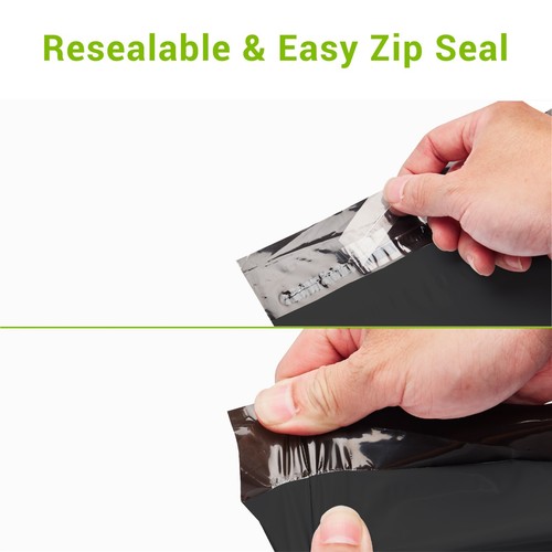 100-500 10x13 in Black Poly Mailers with Handle Thank You Shopping Bags - 第 3/25 張圖片