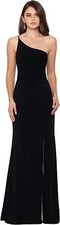 Xscape 290354 One Shoulder Ity with Color Lining Black/Nude Size 10