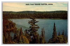 Hello from Grand Rapids Minnesota Aerial Lake View Chrome Postcard Posted 1972