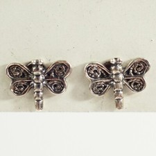 sterling silver 6.8 mm x 8.8 mm butterfly post stud earrings