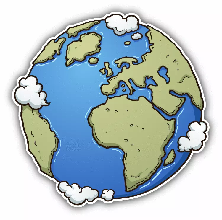 Earth Cartoon Around the World Car Bumper Sticker Decal 5" x 5" | eBay