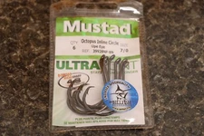 Mustad 39928NP-BN Size 7/0 Octopus Inline Wide Gap Circle Hooks Pack of 6