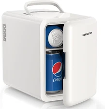 Mini Fridge, 6 Liter/8 Can Small Fridge, 110V AC/ 12V DC Cooler and Warmer for B