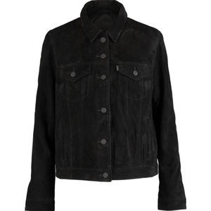 black suede trucker jacket