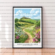 Coastal Path Northumberland Print Unframed Rolling Hills Poster Castle Print Art