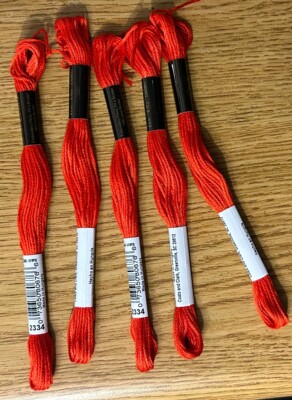2334 Lot of 5 Skeins J.P. Coats & Clark Embroidery Thread Fast Color Crimson Red