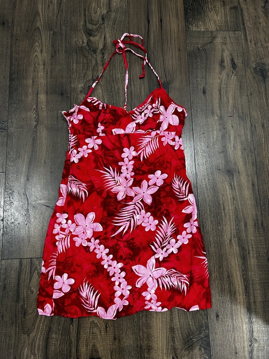 Vintage Y2K Hawaiian Aqua Blues Mini Size 11 Halter Dress | eBay