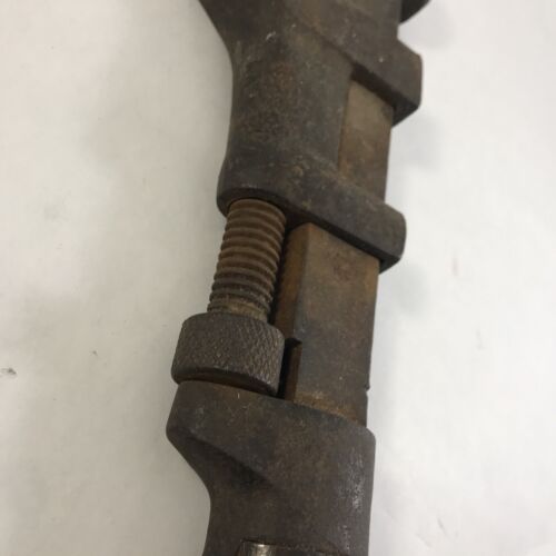 Antique Adjustable Wrench with Riveted Wooden Handle Primitive U.S.A. 12" Handle - Picture 16 of 19