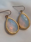 Opal Glass Faceted Teardrop Gold Frame Earrings Iridescent Pastels — photo 2