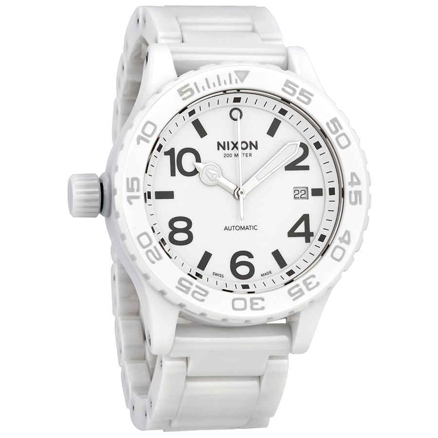 Nixon Ceramic 42-20 Lefty Automatic White Dial Men's Watch 