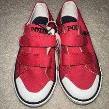 New Polo Ralph Lauren Red Slip on Tennis Shoes Children Kid Size 10 Boy Girl