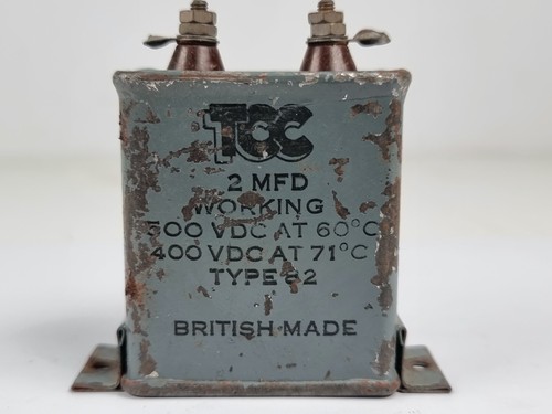 De colección Grado Militar TCC 2mF 300/400V Tipo 82 Papel en Condensador de Aceite