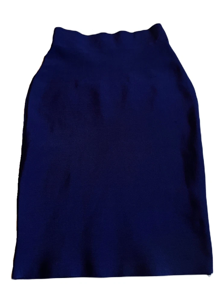 Falda Lápiz Wow Couture Bodycon Azul Talla S Elástica Calce Ajustado Hasta la Rodilla Texturizada Foto 3 de 4