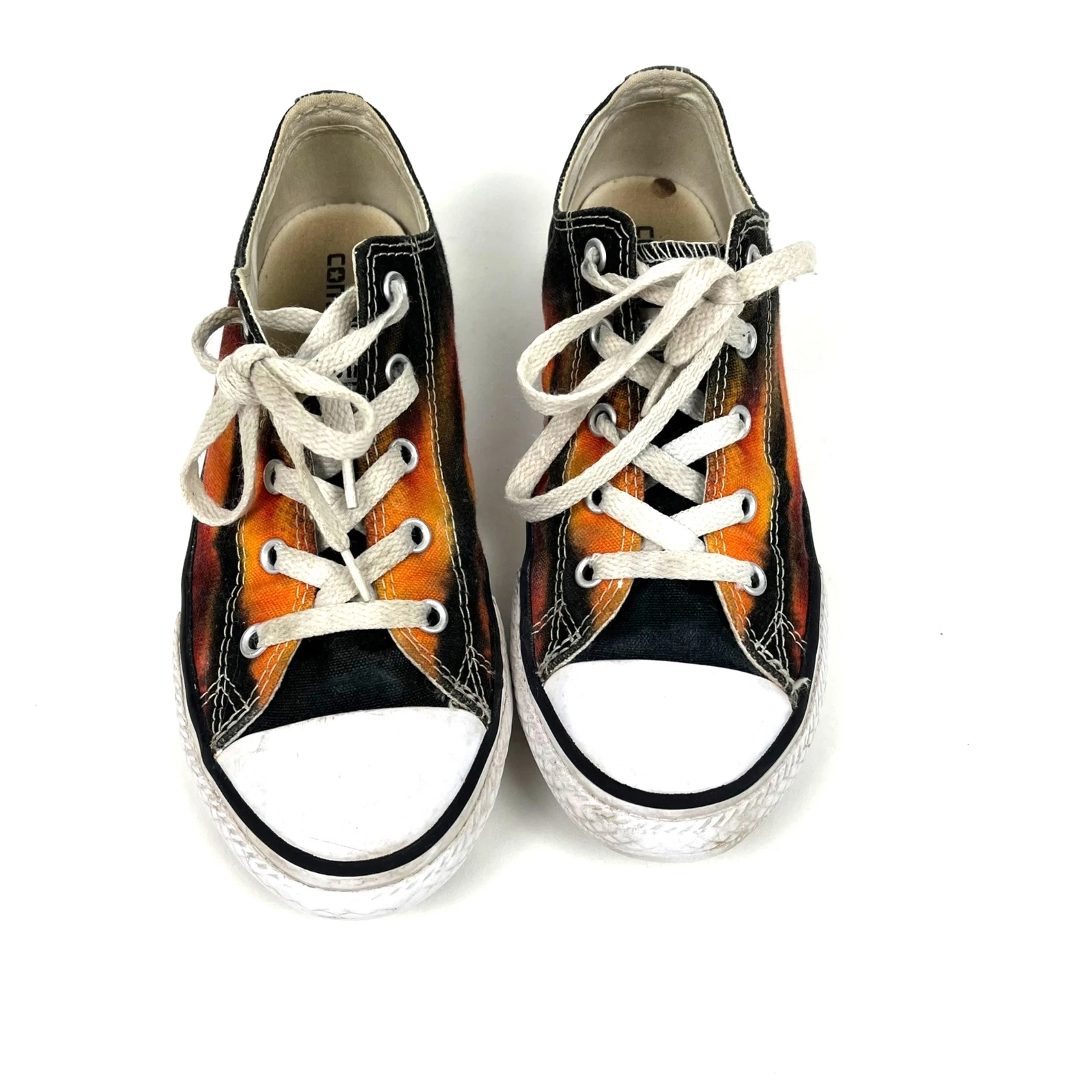 Sneakers basse Converse bambino in tela nero arancione fiamme tg. 3