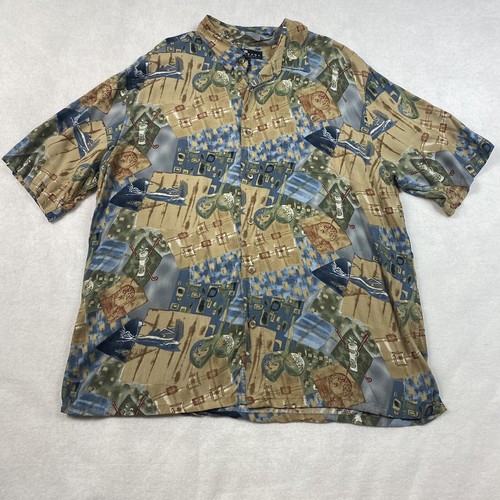 Vtg 90’s Consensus Sportswear Mens Rayon Novelty Golf Shirt Size XL - 第 1/4 張圖片