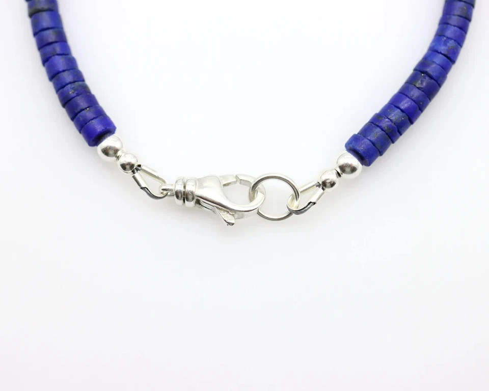 Pulsera Heishi Lapislázuli Azul Real, 4mm Boho Chic Hippie Bohemio Cuentas Wrislet Foto 3 de 3