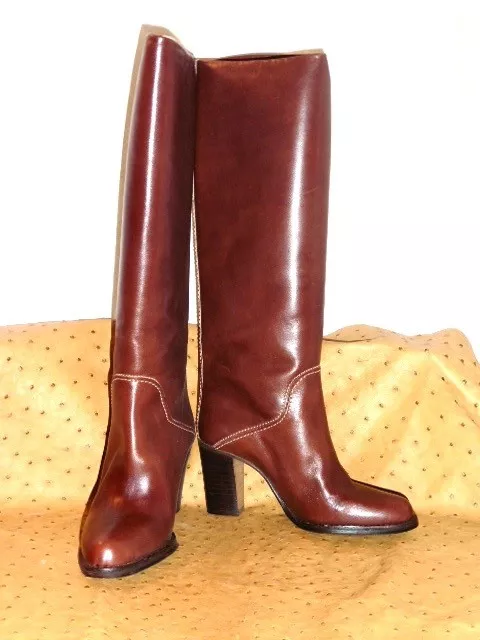 Bottes top bordeaux cuir