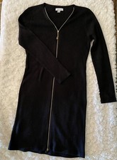 Calvin Klein black knit dress with gold zipper Size M Worn once, looks Brand New