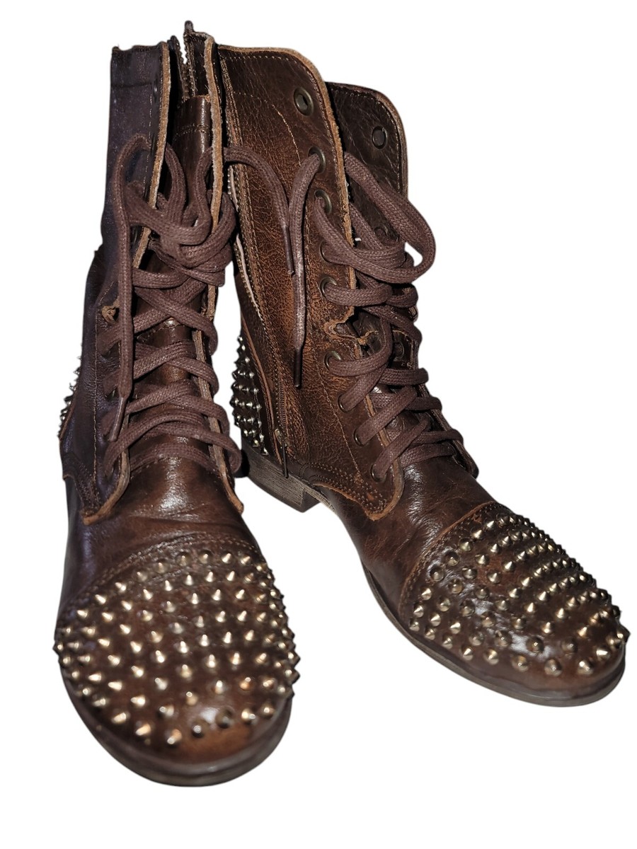 Madden Tornado Combat Boots Botas Steve Madden Precio STEVE MADDEN TARNNEY  BROWN LEATHER SPIKE STUDDED COMBAT, image size:900x1200