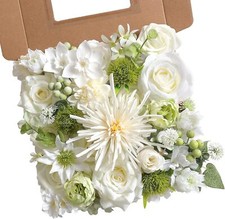 White Artificial Flower Box Set Silk Fake Flowers for DIY Centerpieces Cake D...