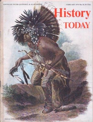 history today-FEB 1978-AMERICAN INDIAN WARRIOR IN RELIGIOUS DANCE.