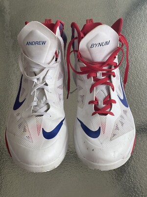 Nike Zoom Hyperfuse White Red & Blue Sz 18  Andrew Bynum PE Promo 76ers Colorway