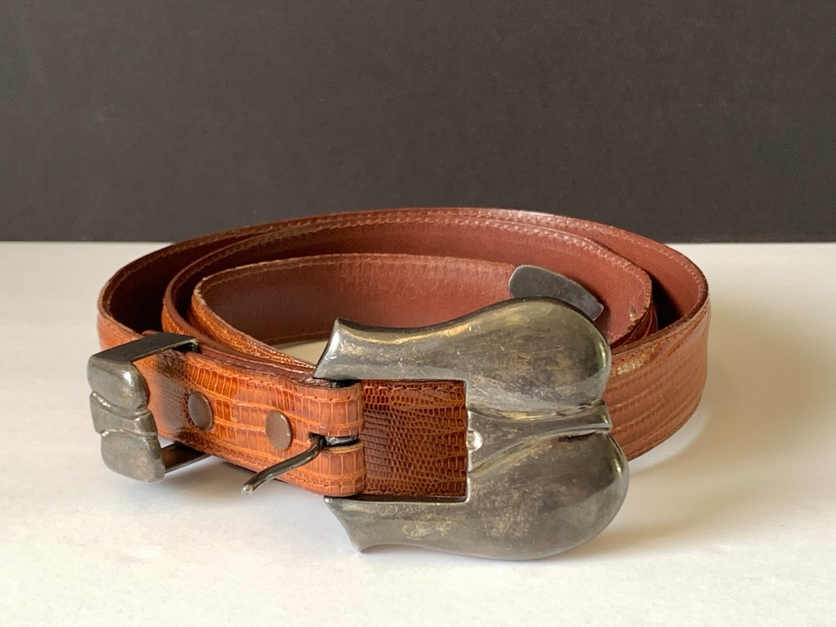 Shant Peter Sterling Buckle Size 30 Lizard Belt Over 100 Grams
