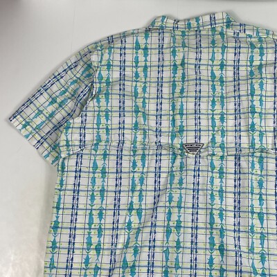 Chemise Columbia PFG Marlin Homme – Bleu – Taille XL – Manches Courtes