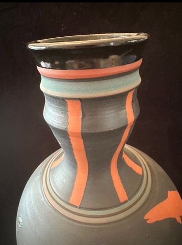Janet Belden Abstract Modernist Pottery Vase Geometric 12" - Picture 7 of 8