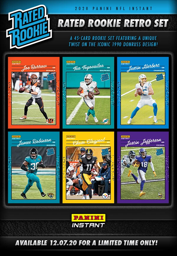 2020 PANINI INSTANT RATED ROOKIE RETRO NFL CARDS #1 - 45 SINGLES /2044  YOU PICK - Image 2 of 2