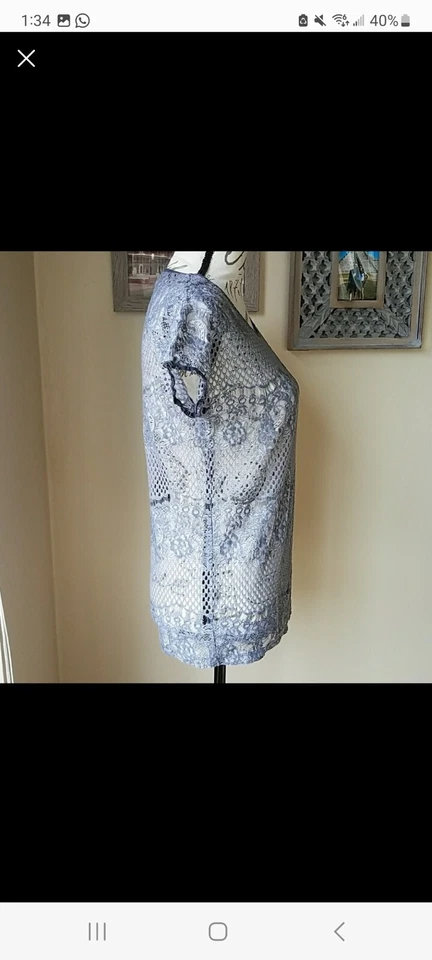 Nanette NANETTE LEPORE Grey Lace T-shirt Top - Image 2 of 4