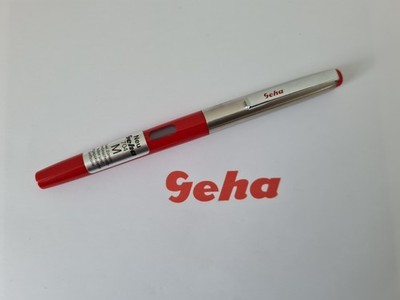 GEHA 704 ''M'' rot Rechtshänder Füllhalter Schulfüller Füller 1986-1990 Vintage