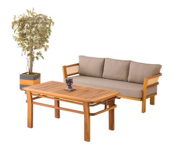 GartenmöBel Set Aus Holz Und Textil In Beige Stilvoll-image