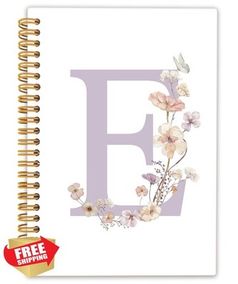 Locomiss Monogram E Notebook Floral Hardcover Spiral 5.5x8.3 Journal Gift