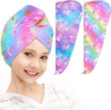  Rainbow Microfiber Hair Towel Wrap for Kid Rapid Drying Towel Absorbent Hair Tu
