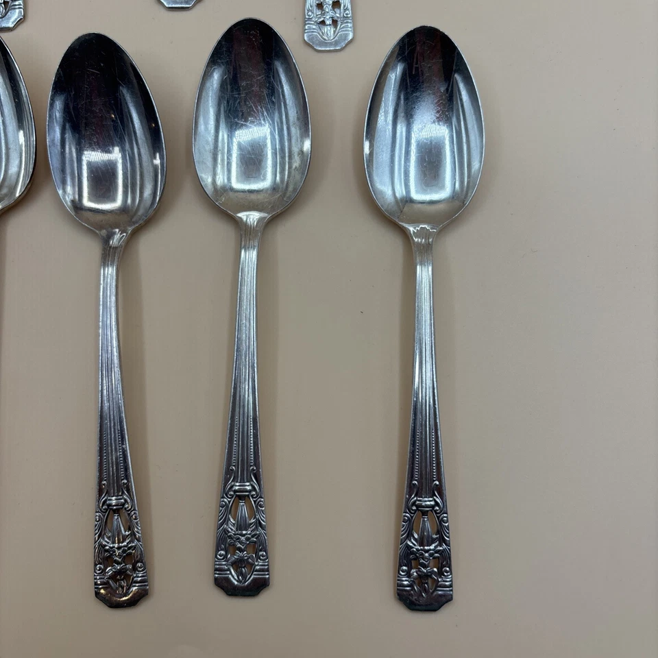 КЛАССИЧЕСКАЯ ФИЛИГРАНЬ 1937 Чайная ложка Harmony House Серебряная Тарелка Wallace Лот 7 Ложек - Изображение 4 из 4