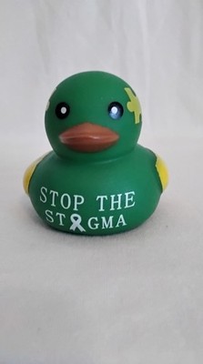 Green Yellow Rubber Duck Stop the Stigma Mental Health Awareness 2 Inch