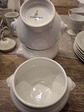 Suppentassen 3 Stück Löwenkopf Porzellan weiß