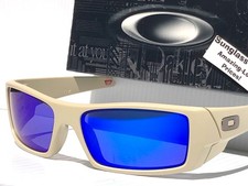 Oakley GASCAN Matte Sand Tan POLARIZED Galaxy Blue Mirror Sunglass 9014-E1